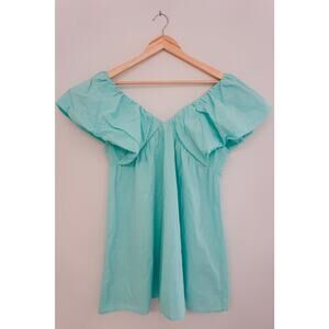 Day + Moon V-Neck Aqua Top-Dress Size Medium